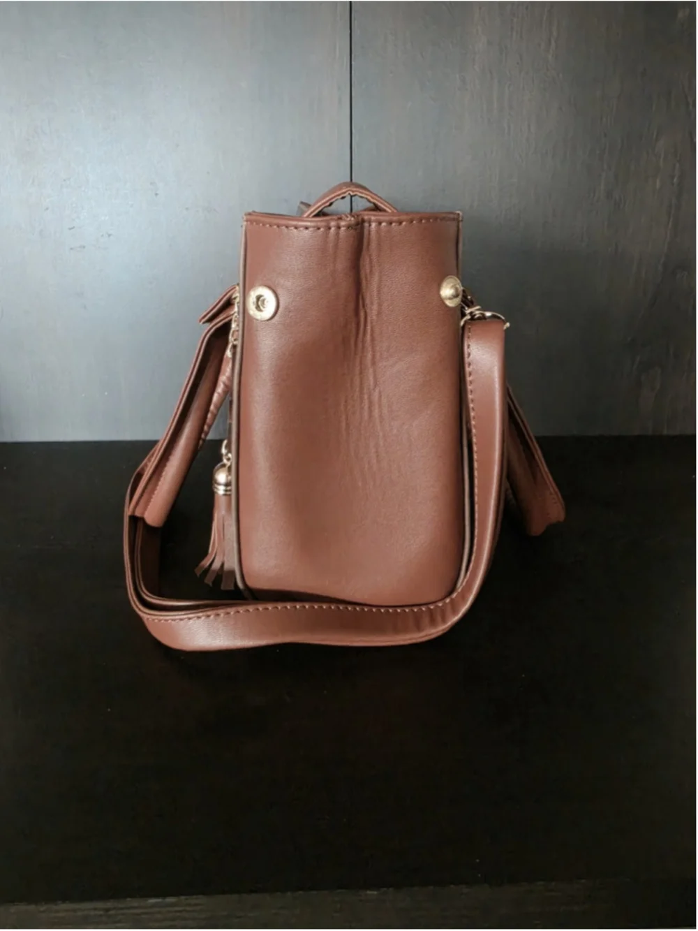 Chocolate Brown Tasseled Floral Embossed Tooled Artisan LEATHER Crossbody Purse